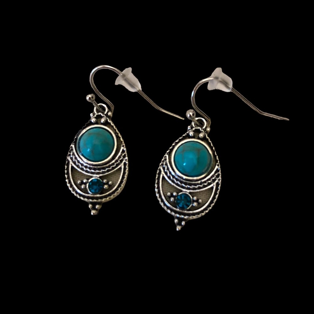 Yaomiao Crystal Dangle Water Drop Earrings Women's Silver/Blue - Picture 2 of 5